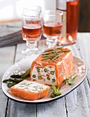 Smoked salmon terrine with cream cheese and asparagus
