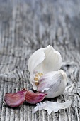 Garlic on a wooden surface