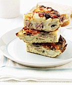 Three pieces of frittata, stacked