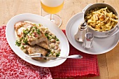 Escalope chasseur with Spätzle (soft egg noodles from Swabia)