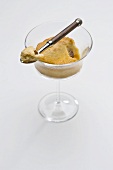 Cassava pudding in a dessert glass
