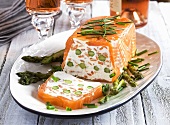 Smoked salmon terrine with green asparagus