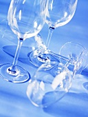 Wine glasses, standing and lying