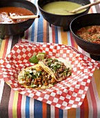 Tacos with assorted salsas