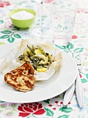 Halloumi with oven-baked vegetables