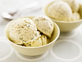 Basil ice cream in small bowls
