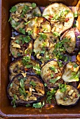 Roasted aubergines with garlic and mint