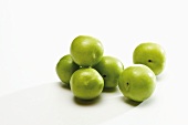 Several green plums (variety: Canerik, Turkish plums)