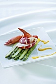 Lobster on green asparagus