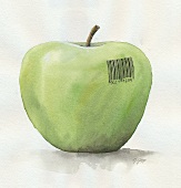 Apple with barcode (Illustration)