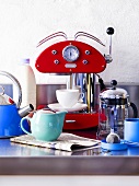 Espresso machine, teapot and kettle
