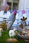 Live chicks and Easter decorations