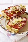 Coppa, mayonnaise and sprouts on bread