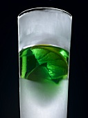 Chilled mint liqueur with lime