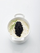 Cream soup with caviar
