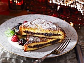 French toast with custard and berries