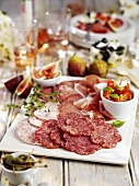 Cold cuts platter with figs