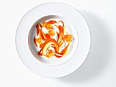 Natural yoghurt with quince jelly (overhead view)