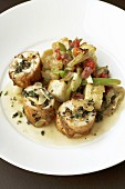 Chicken roulades with bread salad