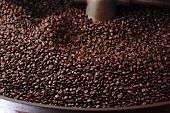 Coffee beans in roasting machine