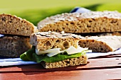 Cheese and lettuce in wholemeal bread