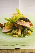 Salad of smoked chicken breast and vegetables