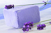 Lavender soap with lavender flowers