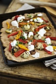 Wholemeal pizza topped with grilled vegetables & ricotta (unbaked)