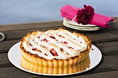 Rhubarb pie with meringue lattice