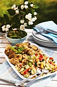 Quinoa salad with chicken nuggets