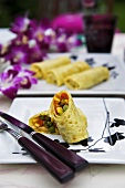Thai-style pancakes with vegetable filling