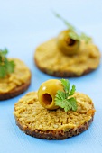 Canapes with tapenade