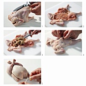 Stuffing poussin with nuts and goose liver