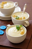 Cream of cauliflower soup in three cups