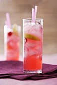 Two glasses of cranberry lemonade