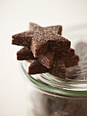 Star-shaped chocolate biscuits