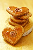 Heart-shaped walnut biscuits