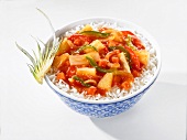 Rice with sweet and sour vegetables