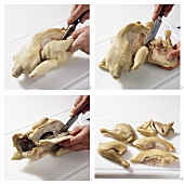 Jointing a cooked chicken