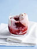 Ice cream with berry sauce