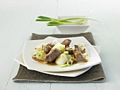 Mongolian lamb fillet with spring onions