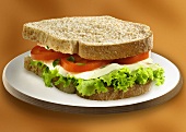 Soft cheese and salad sandwich