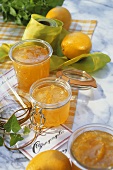 Orange jelly in jars