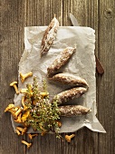 Salami from Maggia Valley (Switzerland), chanterelles & thyme