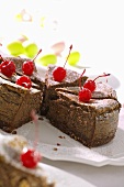 Chocolate cheesecake with candied cherries