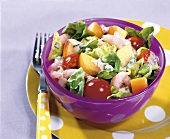 Mixed salad with crevettes and yoghurt dressing