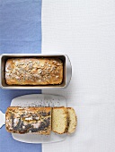 Two tin loaves, with sunflower seeds and with poppy seeds