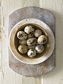 Quails' eggs in a bowl (from above)