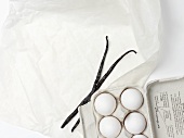 Eggs and vanilla pods