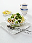 Warm bean and salmon salad with rocket